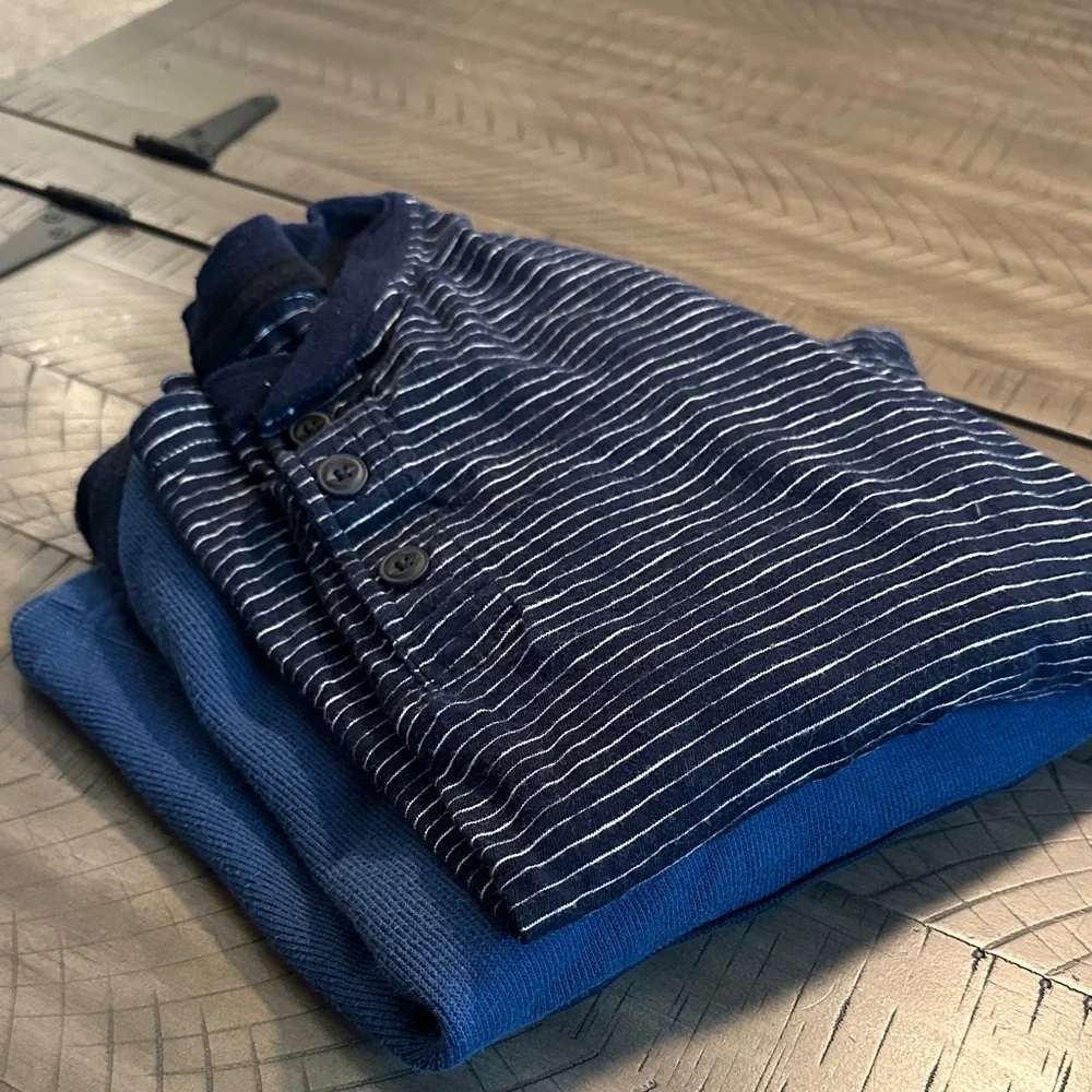 Old Navy Navy & Blue Boys Long Sleeve Hoodie and Striped Henley Set
